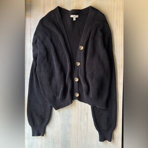 BP Black Button-Up Cropped Cardigan